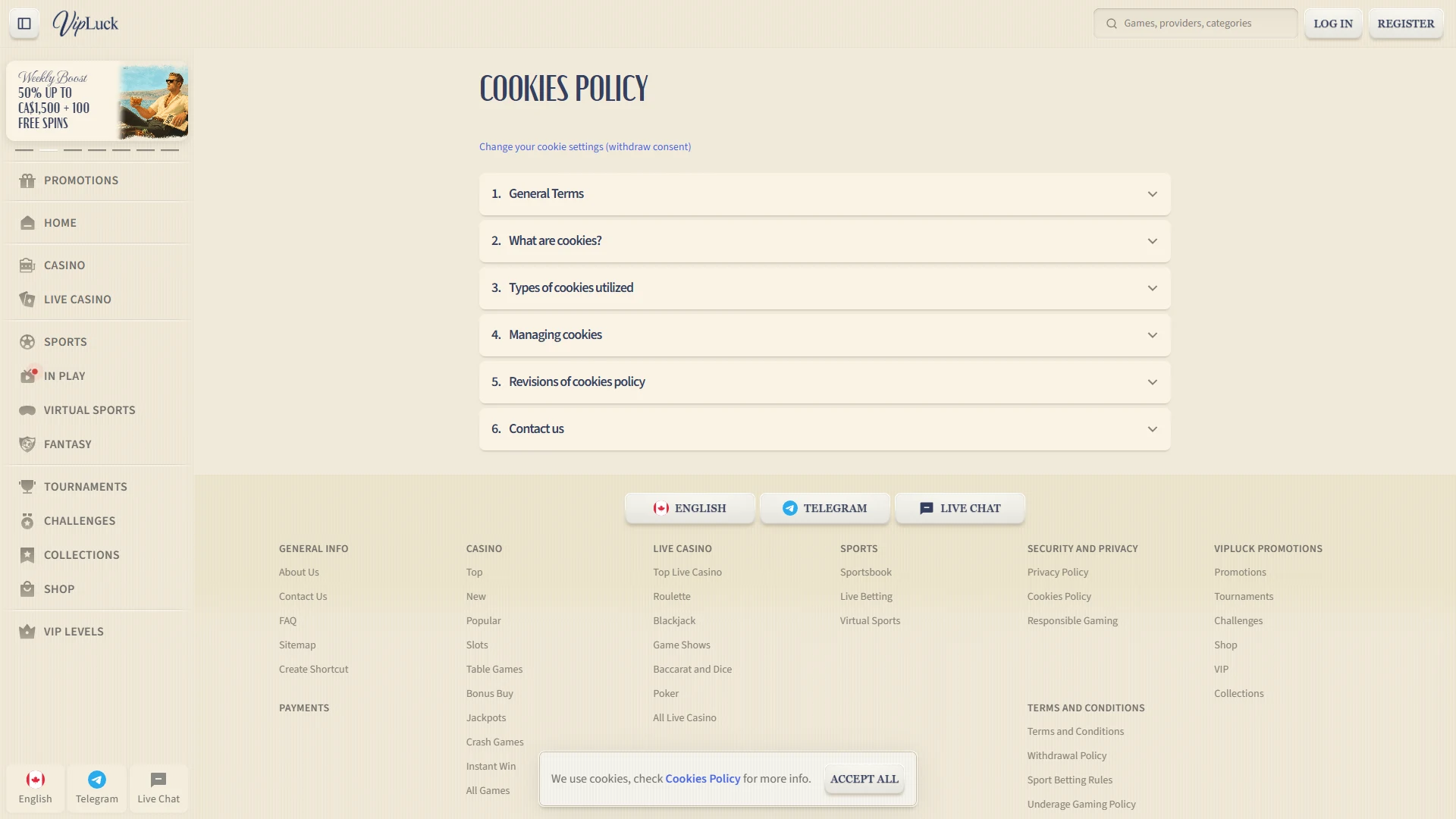 VipLuck payment methods